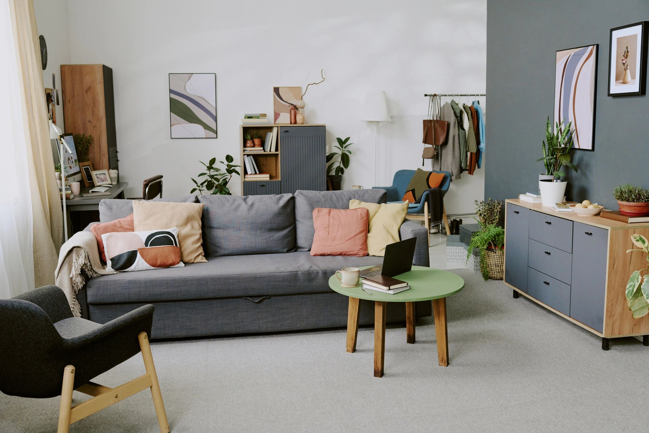 Modern shared living room showing flexible resident lifestyle