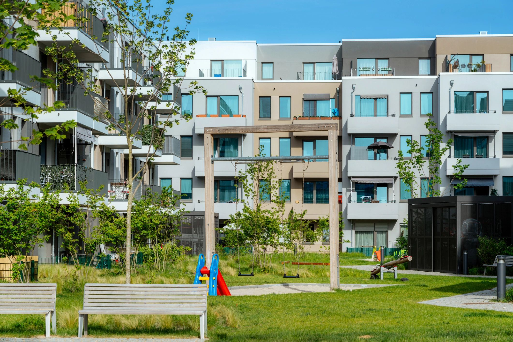Apartment community courtyard reflecting shared residential living