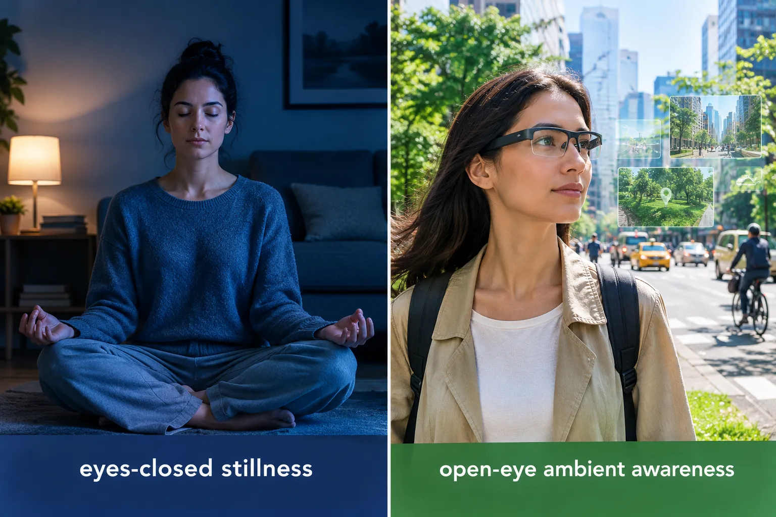 From Eyes-Closed Stillness to Open-Eye Awareness: A Mindfulness Shift