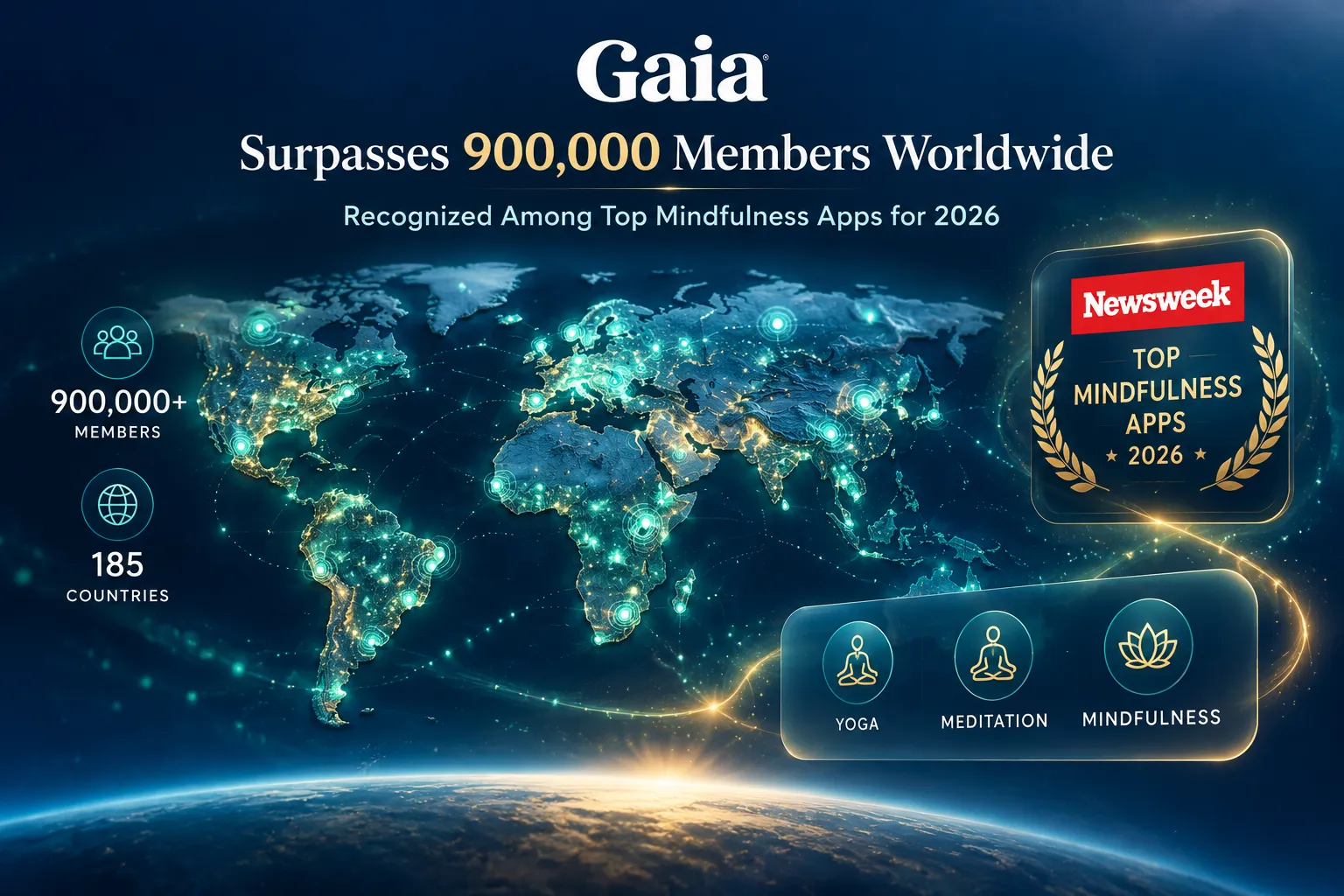 Gaia Surpasses 900,000 Members Worldwide With Global Reach Across 185 Countries