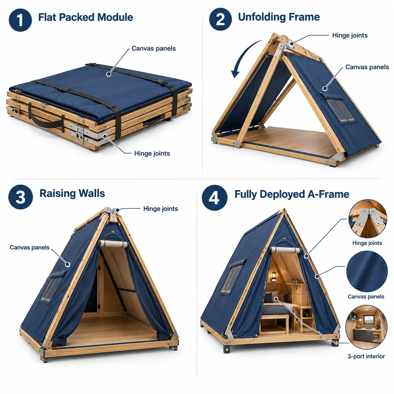 How the Tent-like Micro Home Unfolds Into an Off-Grid A-Frame