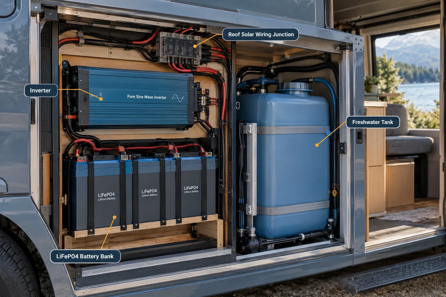 Off-Grid Power and Water Systems Inside the Super Lounger